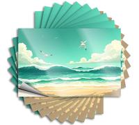 Divertente adesivo estetico, da uomo, decorazione per ufficio, design carino per quaderni per ragazzi, in vinile rigido rimovibile, gabbiani che volano sopra le onde dell'oceano che si infrangono (12