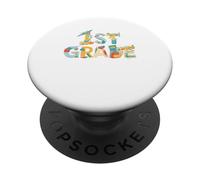 Divertente aeroplano di prima elementare ritorno a scuola bambini ragazzi ragazze PopSockets PopGrip Adesivo
