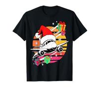 Divertente Aeroplano Natalizio con luci e Cappello da Babbo Natale Maglietta