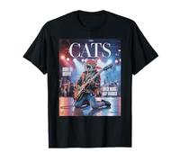 Divertente AI Rockstar Cat Che Suona la Chitarra Bootleg Photo Graphic Maglietta