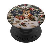 Divertente albero di Natale Diluito Sable Corgi Dog Snow Merry Xmas PopSockets PopGrip Intercambiabile
