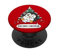 Divertente albero di Natale pinguino luci groviglio PopSockets PopGrip Adesivo