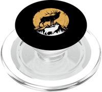 Divertente Alce Toro Bugling Luna Montagne Fauna Selvatica PopSockets PopGrip per MagSafe