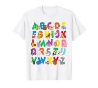 Divertente Alfabeto Animale ABC apprendimento Lettere per Pre K Maglietta