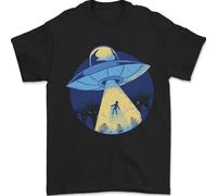 Divertente Alien Abduction UFO T-Shirt 100% Cotone
