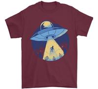 Divertente Alien Abduction UFO T-Shirt 100% Cotone