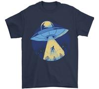 Divertente Alien Abduction UFO T-Shirt 100% Cotone