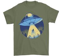 Divertente Alien Abduction UFO T-Shirt 100% Cotone