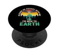 Divertente Alien Please Be Patient With Me I'm New To Earth Retro PopSockets PopGrip Adesivo