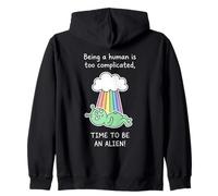Divertente Alien Rainbow Time To Be An Alien Space Costume Felpa con Cappuccio