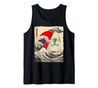 Divertente Alien UFO Abduction Great Wave Kanagawa Anime Alien Canotta