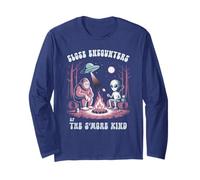 Divertente Alieno Bigfoot INCONTRA S'More Kind Campfire Crew Maglia a Manica