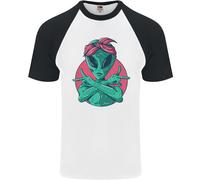 Divertente Alieno Gangster UFO 2Pac Rap Musica DA UOMO S/S Baseball T-Shirt