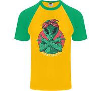 Divertente Alieno Gangster UFO 2Pac Rap Musica DA UOMO S/S Baseball T-Shirt