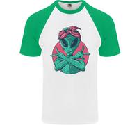 Divertente Alieno Gangster UFO 2Pac Rap Musica DA UOMO S/S Baseball T-Shirt