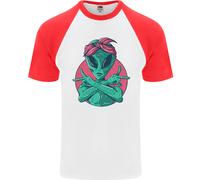 Divertente Alieno Gangster UFO 2Pac Rap Musica DA UOMO S/S Baseball T-Shirt