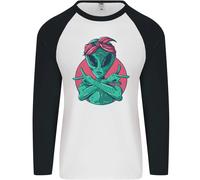 Divertente Alieno Gangster UFO 2Pac Rap Musica Uomo L/S Baseball T-Shirt