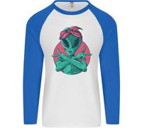 Divertente Alieno Gangster UFO 2Pac Rap Musica Uomo L/S Baseball T-Shirt