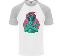 Divertente Alieno Gangster UFO 2Pac Rap Musica Uomo S/S Baseball T-Shirt