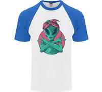 Divertente Alieno Gangster UFO 2Pac Rap Musica Uomo S/S Baseball T-Shirt