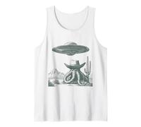 Divertente Alieno Octopus Cowboy UFO Deserto Etching Stile Canotta