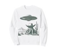 Divertente Alieno Octopus Cowboy UFO Deserto Etching Stile Felpa