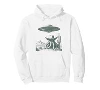 Divertente Alieno Octopus Cowboy UFO Deserto Etching Stile Felpa con Cappuccio