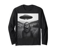 Divertente Alieno UFO Bigfoot Abduction Selfie Maglia a Manica
