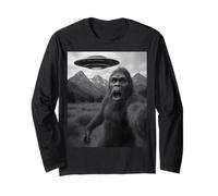 Divertente Alieno UFO Bigfoot Abduction Selfie Maglia a Manica