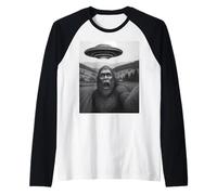 Divertente Alieno UFO Bigfoot Abduction Selfie Maglia con Maniche Raglan