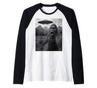 Divertente Alieno UFO Bigfoot Abduction Selfie Maglia con Maniche Raglan