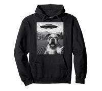 Divertente Alieno UFO Bulldog rapimento Selfie Felpa con Cappuccio
