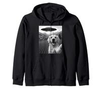 Divertente Alieno UFO Golden Retriever Abduction Selfie Felpa con Cappuccio