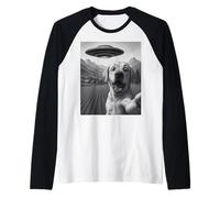 Divertente Alieno UFO Labrador Retriever Abduction Selfie Maglia con Maniche Raglan