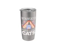 Divertente amante dei gatti timido introverso ma disposto a discutere dei gatti Bicchiere termico in acciaio inox doppia parete