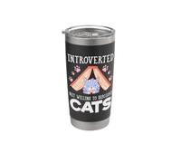 Divertente amante dei gatti timido introverso ma disposto a discutere dei gatti Bicchiere termico in acciaio inox doppia parete
