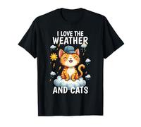 Divertente Amo il tempo e i gatti Gatto Weatherman Ragazzo Ragazzino Maglietta