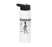 Divertente anatomia infermieristica di un infermiera nera Stainless Steel Insulated Water Bottle