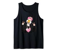 Divertente Anatra Carino Animale Segno della Pace Fiocco Rosa Design Stravagante Canotta