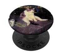 Divertente animale amante grafica arte adulto gatto fumare erba smussata PopSockets PopGrip Adesivo