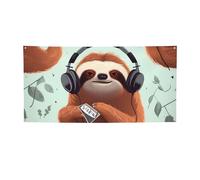 Divertente animale carino bradipo musica banner e segni all'aperto decorazione per feste banner personalizzato con occhielli sfondo compleanno segno poster sfondo foto sfondo per matrimonio evento