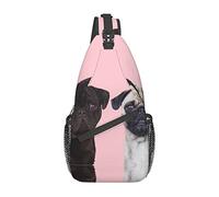 Divertente animale carlino cane tramonto sole borsa a tracolla ad alta capacità di stoccaggio borsa a tracolla con tracolla diagonale per uomo donna