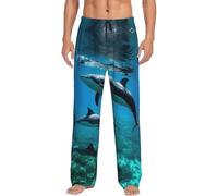 Divertente Animale Delfino Stampa Degli Uomini Pantaloni Del Pigiama Pantaloni Del Pigiama Morbido Sonno Pantaloni Per Gli Uomini Lounge Pant Per La Casa Comfort, Nero , L