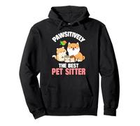 Divertente animale domestico seduto design carino pet sitter cane gatto Felpa con Cappuccio
