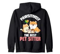 Divertente animale domestico seduto design carino pet sitter cane gatto Felpa con Cappuccio
