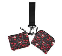 Divertente animale orso San Valentino rosso nero custodie per carte di credito da donna porta carte di credito sottile staccabile portafoglio organizer con cerniera tasca portamonete per signora 2