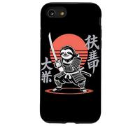 Divertente anime retrò con bradipo samurai per gli amanti dei bradipi Custodia per iPhone SE (2020) / 7/8