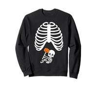 Divertente Annuncio di Gravidanza Halloween Baby Rib Cage Felpa