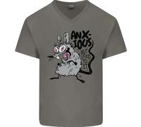 Divertente Anxious Rat Ansia Uomo Scollo A V Cotone T-Shirt