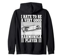 Divertente Armonicista Hate To Be Very Good Player Armonica Felpa con Cappuccio